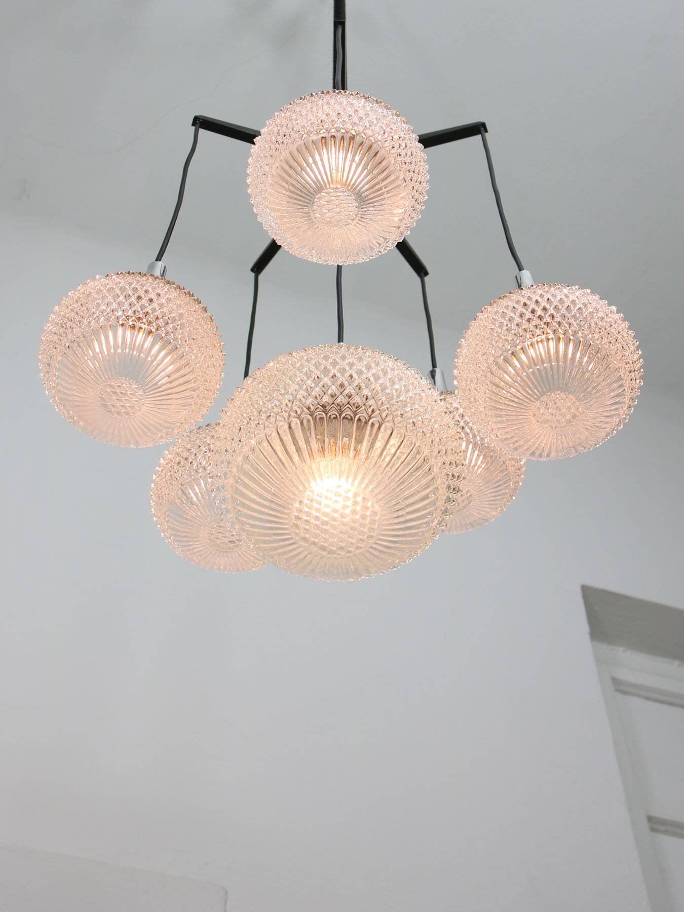 Vintage Italian Crystal and Chrome Chandelier, 70s