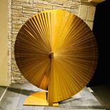 Large vintage wooden fan-shaped screen