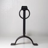 Pair of modernist wrought iron andirons - 1950s