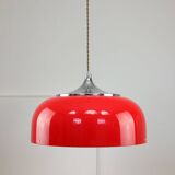 Grande suspension rouge Space Age de Guzzini, années 1960