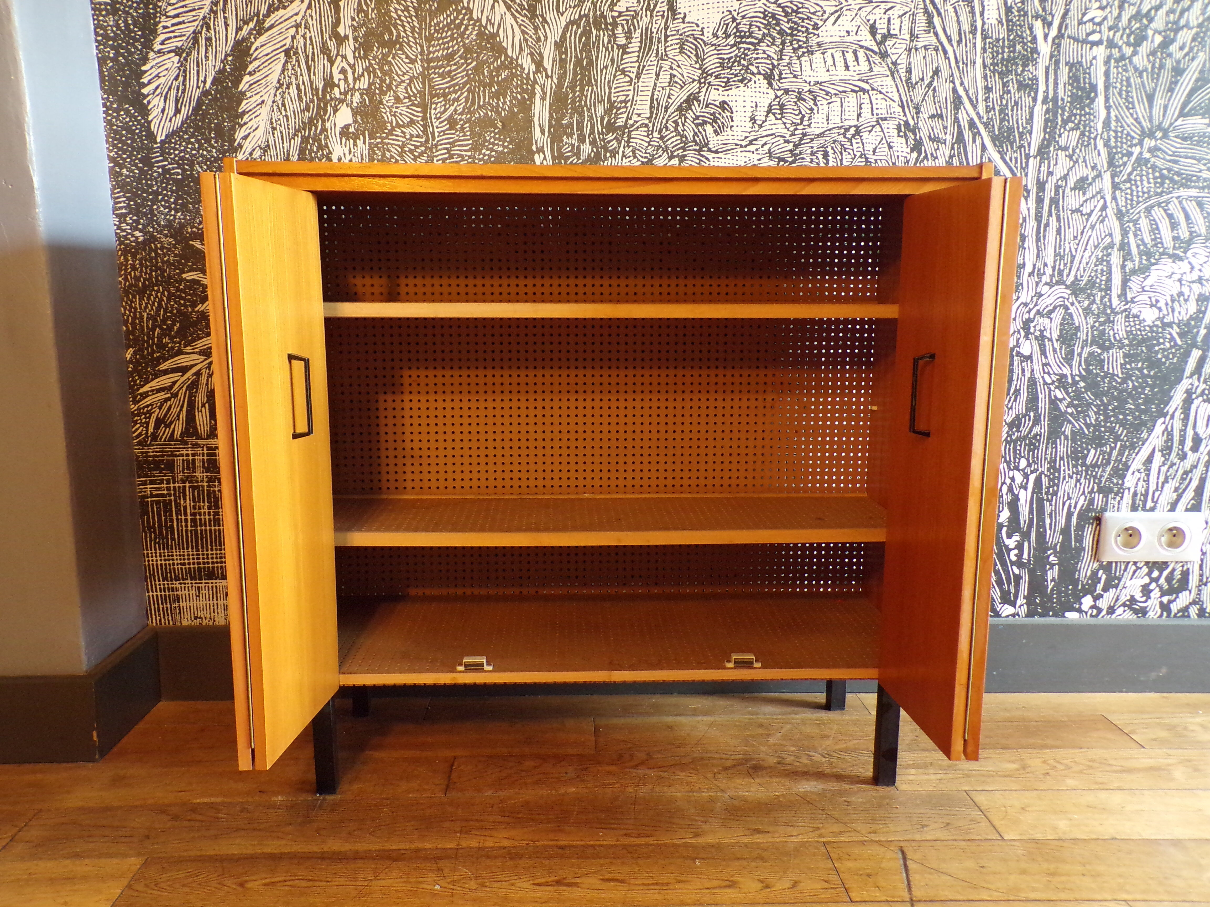 Vintage shoe cabinet with accordion doors