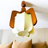 Portuguese mid century modern wooden hanging light