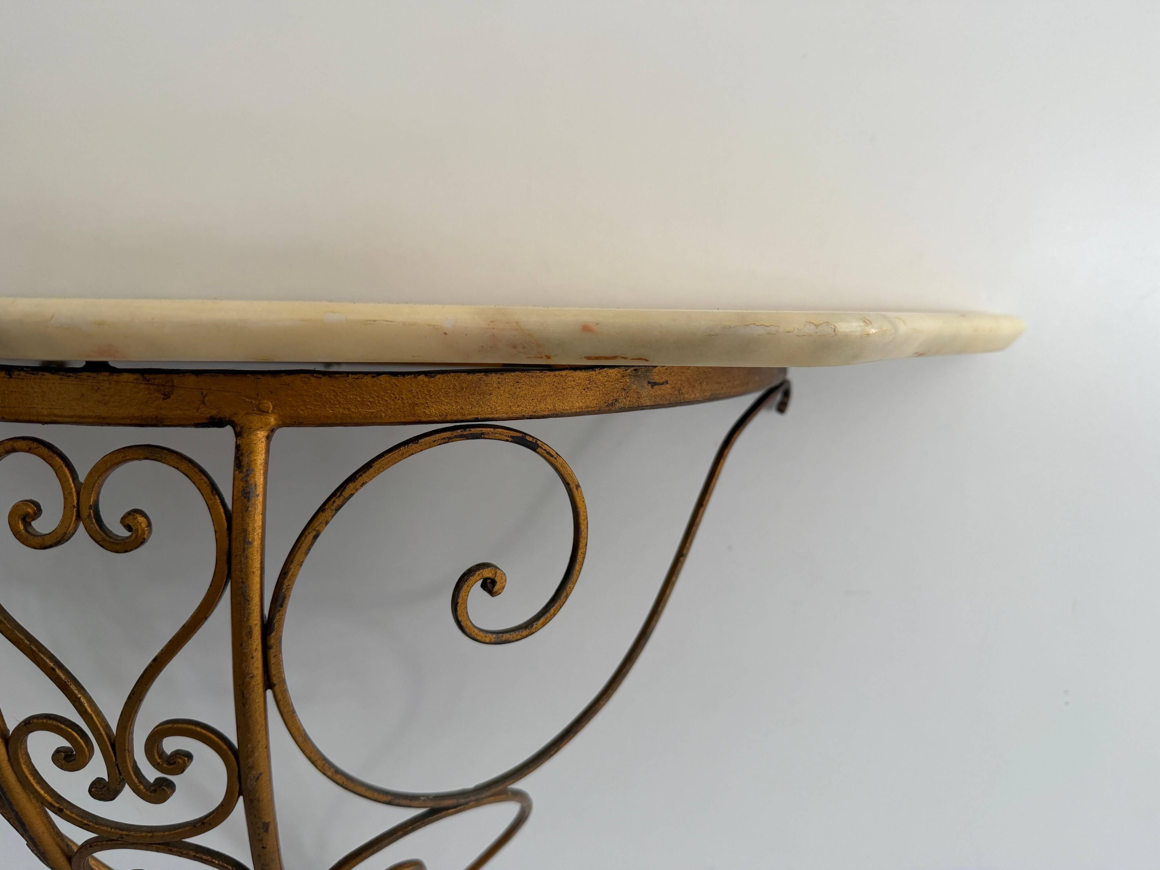 Mid-century floating wall console in wrought iron, 1950, Italy