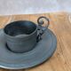 Tin lot – teapot, milk jug & duo of cups/saucers