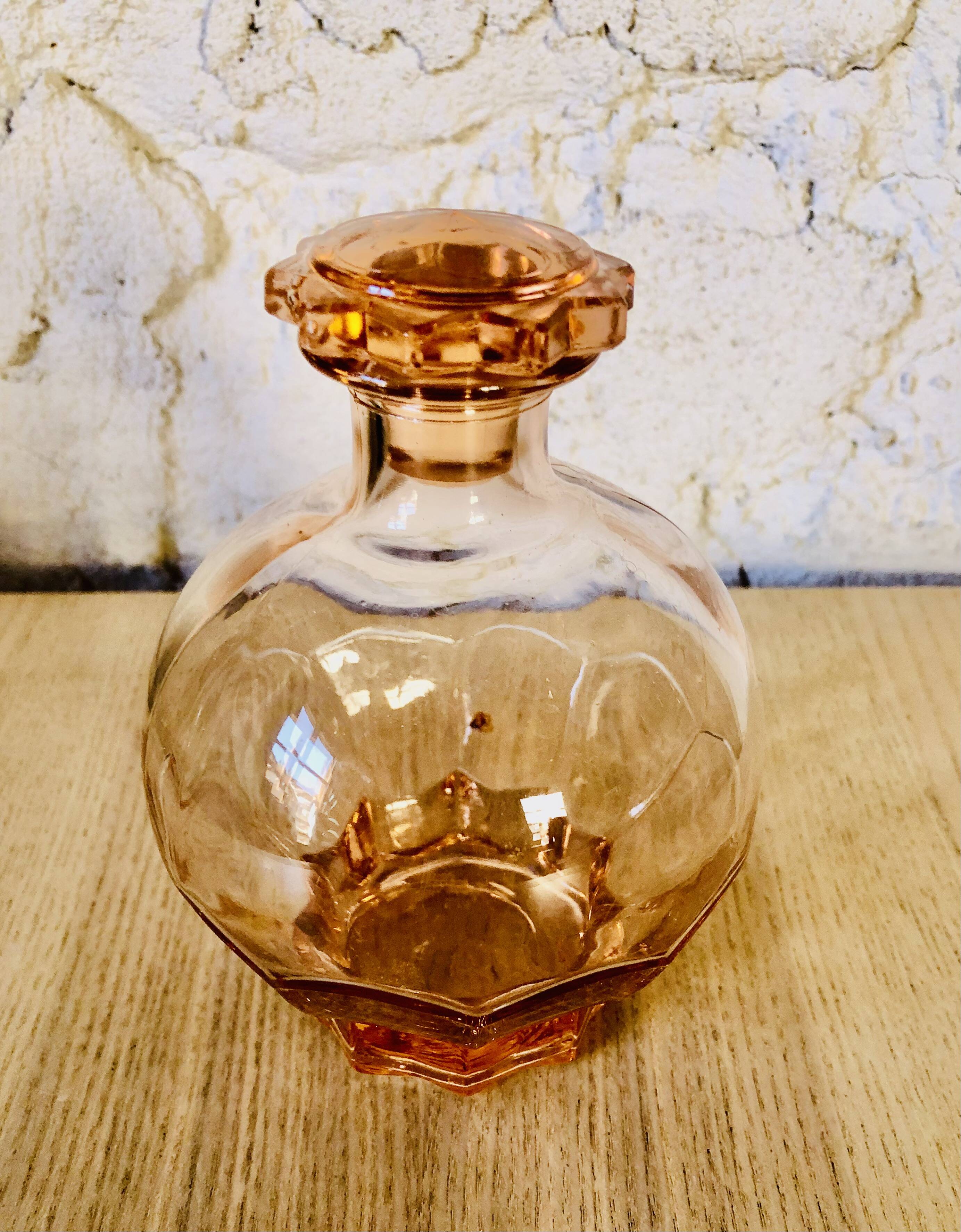 Vintage pink glass liqueur set