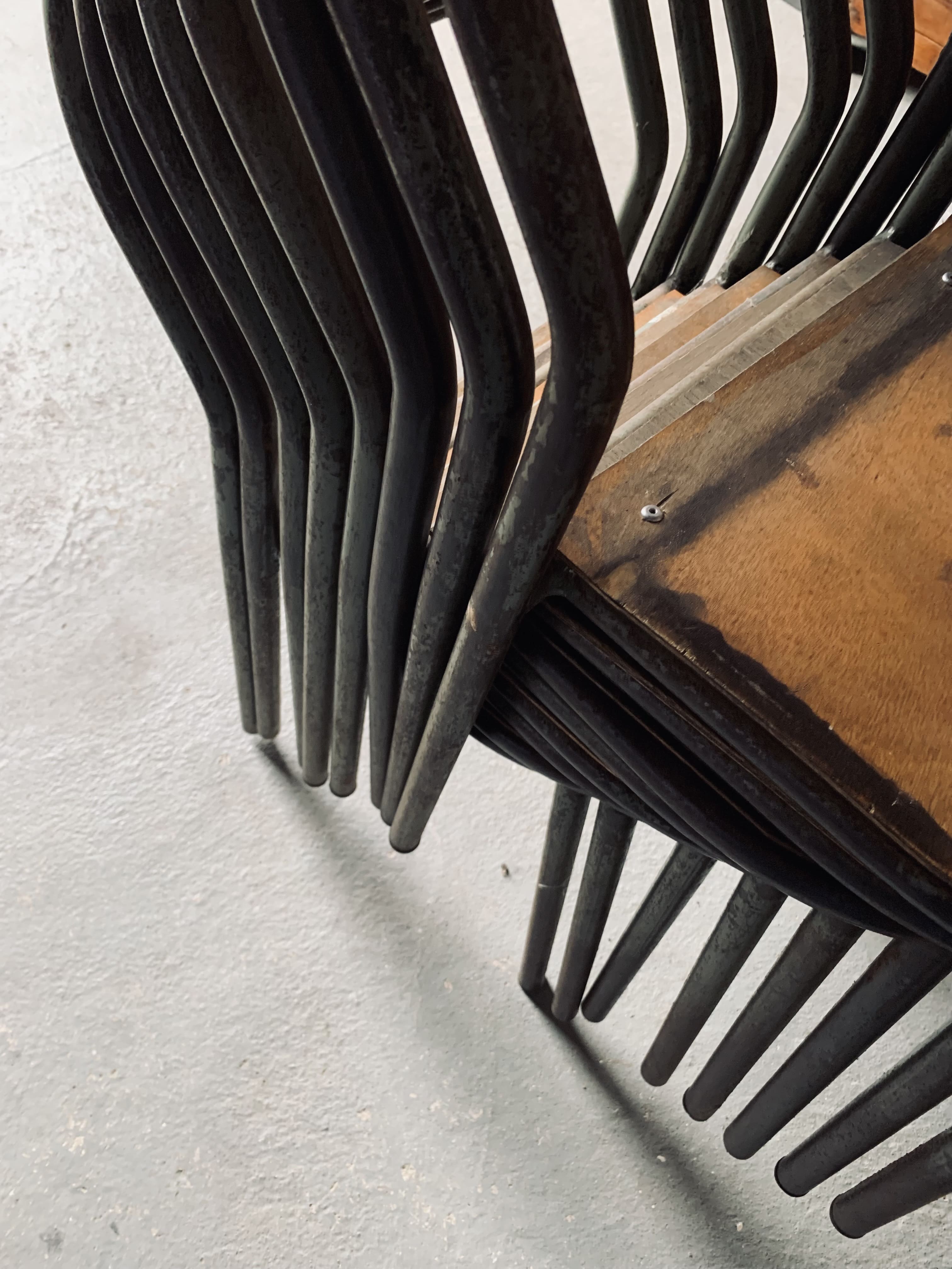 Set of 2 Mobilor chairs - 1950's - metal and wood