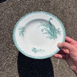 Set of 6 old Sainte Amandinoise earthenware plates with lily of the valley decor