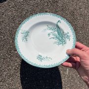 Set of 6 old Sainte Amandinoise earthenware plates with lily of the valley decor