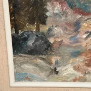 Original Swedish Oil on Canvas – “Landscape with River and Forest” by Kaj – Signed – Vintage & Framed – 60 × 52 cm (23.6" × 20.5")