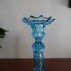 Candleholder Door blue molded glass signed