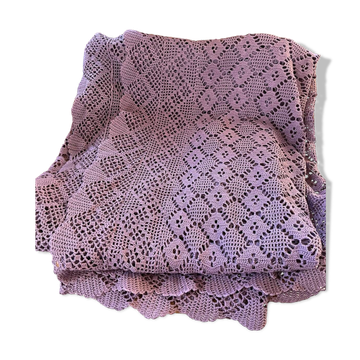Vintage mauve lilac crocheted bedspread