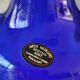 Corolle shaped vase in blown Art glass/Arte Murano Kristall Mery. Cobalt blue on a silver metal-look floral base. Dim 26 x 14 cm