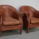 Vintage Dutch Leather Club Chairs in Cognac, Set of 2