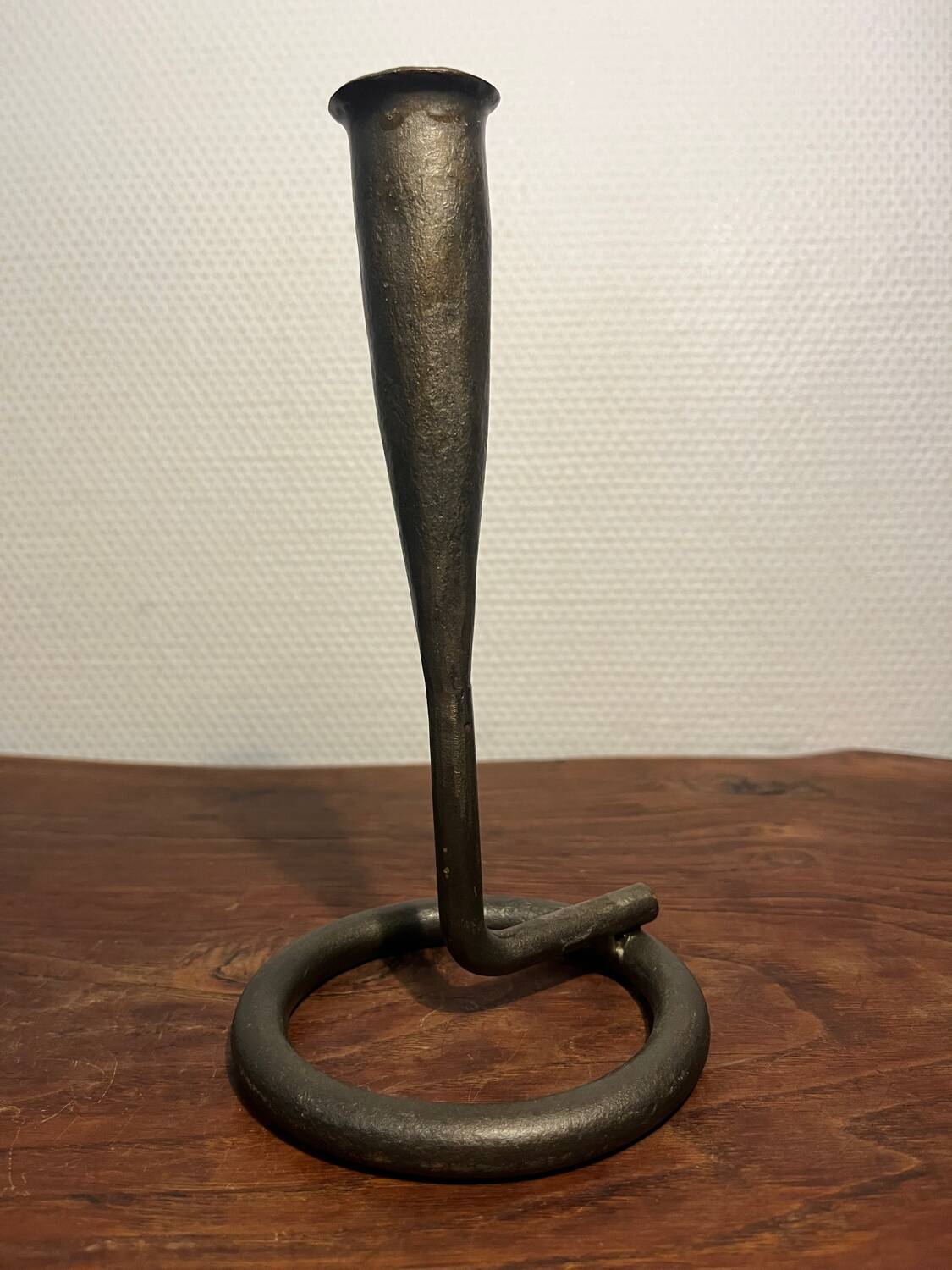 Handmade brutalist cast iron candle holder