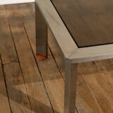 Work from the 70s Metal and smoked glass coffee table