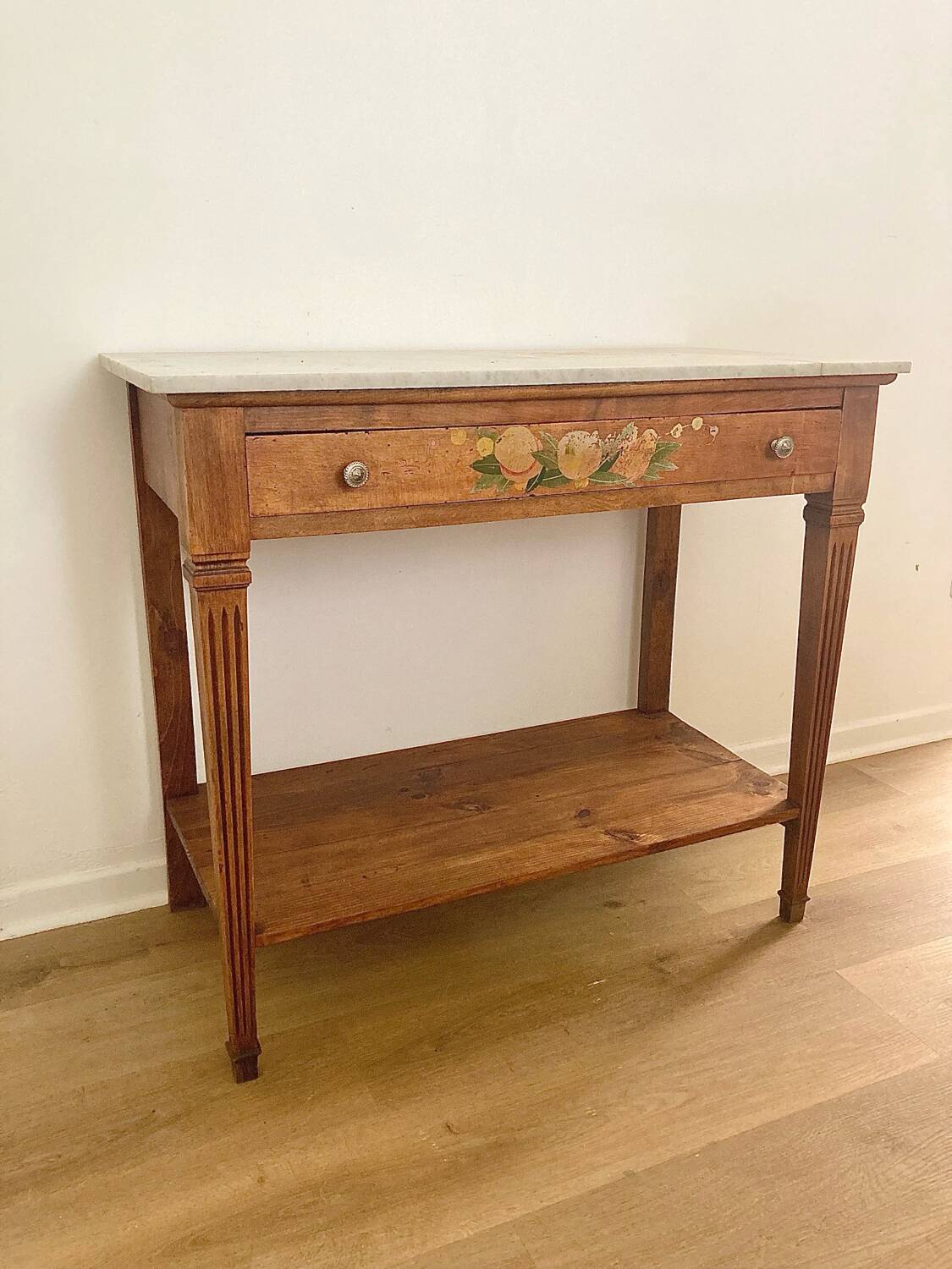 Wooden and marble console table