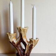 Bougeoir céramique faux-bois années 50