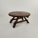 Rustic oak brutalist round coffee table France 1960s mid-20th century