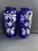 Pair of numbered white enamelled cobalt blue blown glass vases