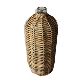 Vintage glass & wicker liquor bottle