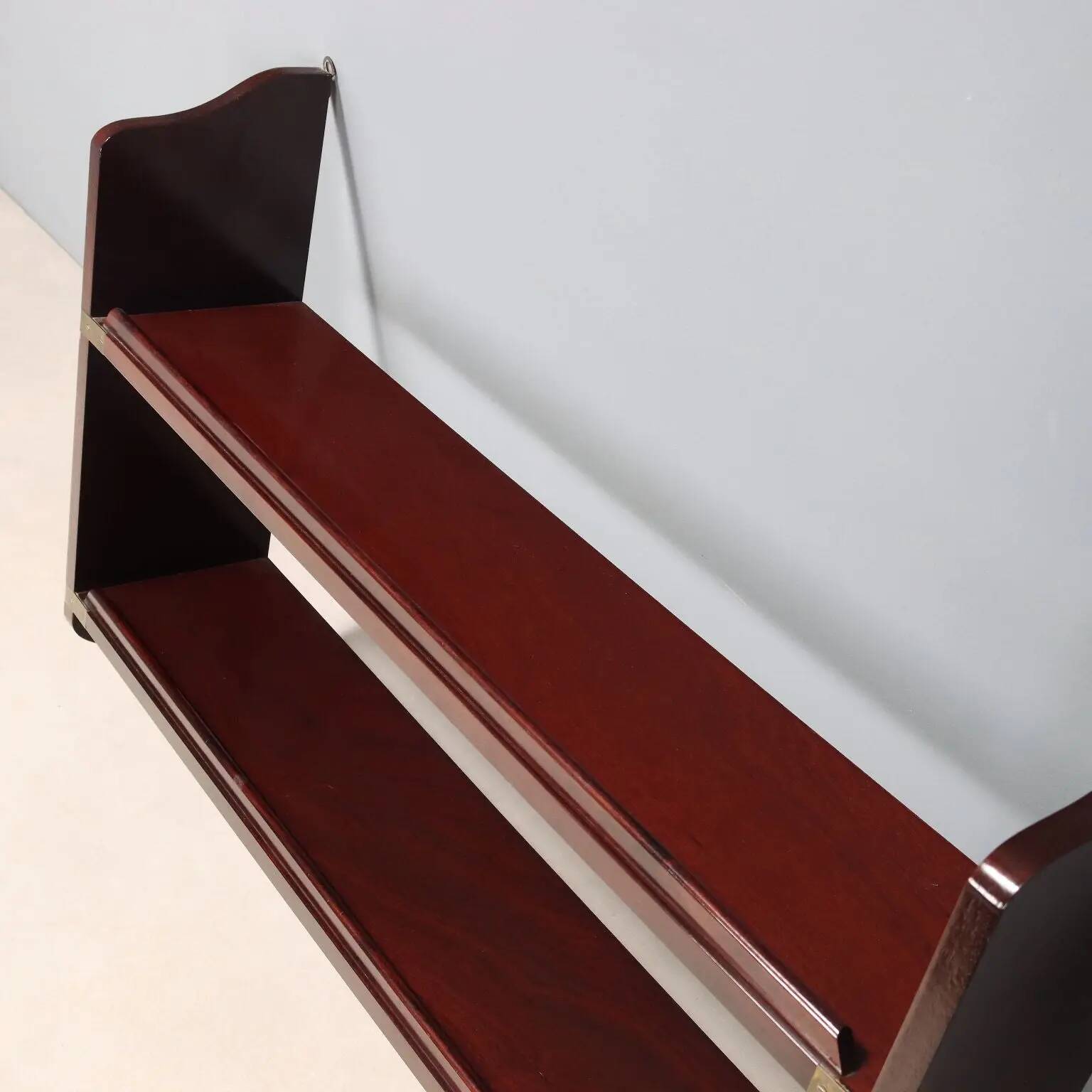 Antique marine-style shelves in mahogany veneer, Italy, 20th century.