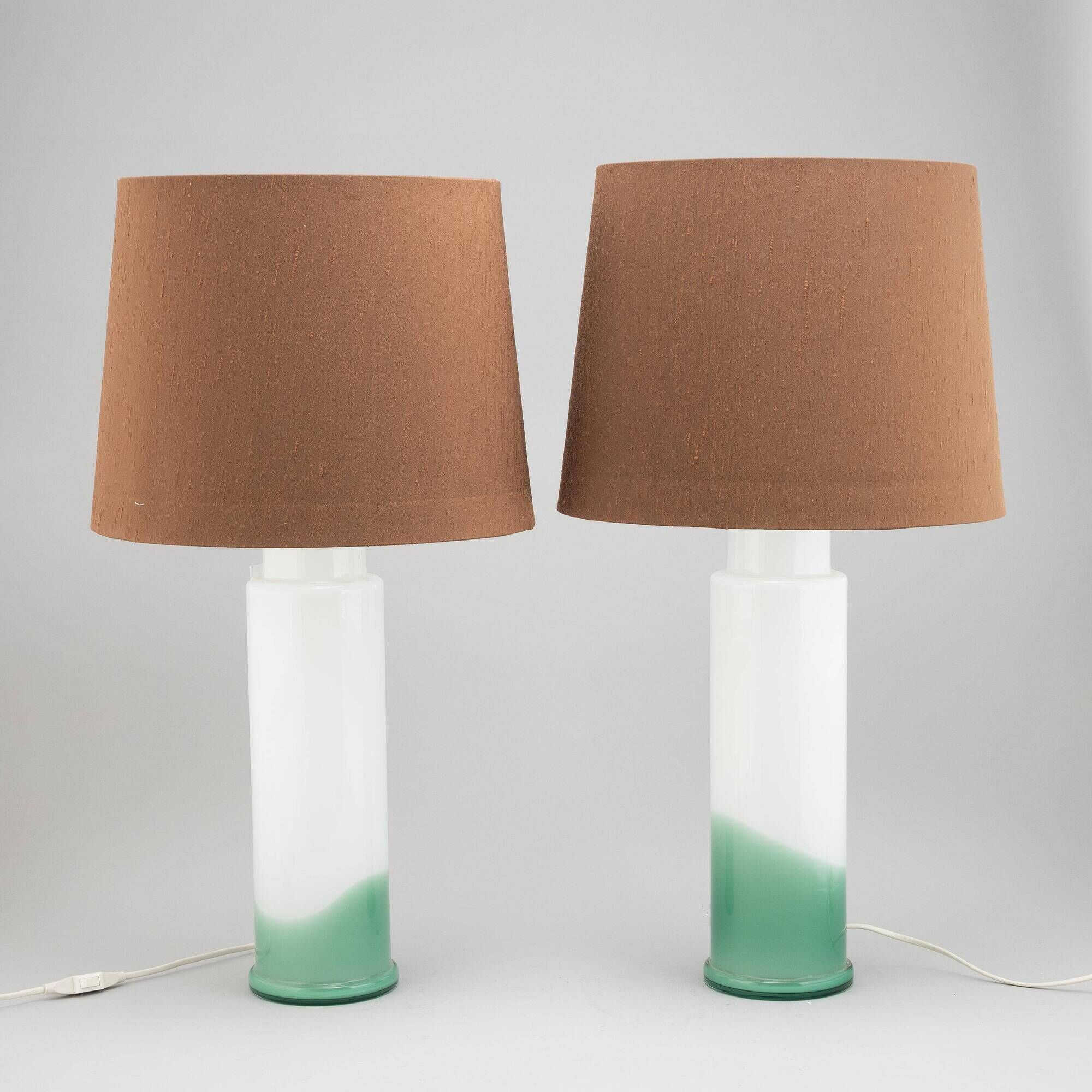 a pair of glass table lamps by Luxus, Vittsjö Sweden 1970 Marked