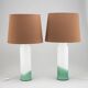 a pair of glass table lamps by Luxus, Vittsjö Sweden 1970 Marked