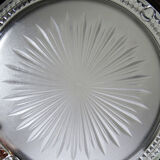 Plateau with handles, moulded glass and brass, Verlys, vintage Art Deco 1930-1940.