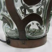 Lampe de salon, fer forgé et verre soufflé