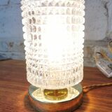 Table lamp with pressed glass globe