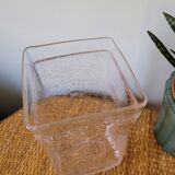 Vase carré en verre bullé