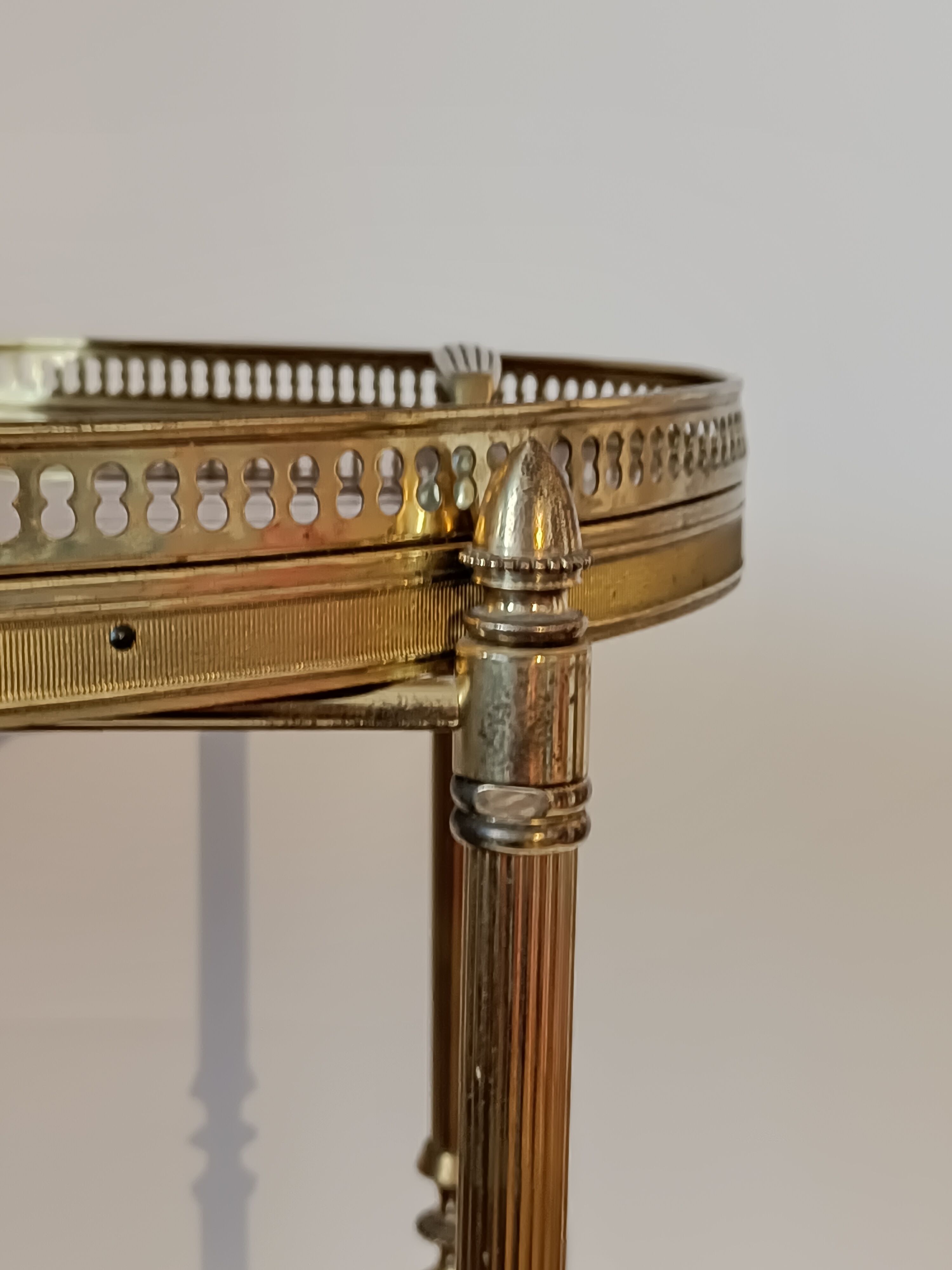 Rolling table dessert in golden brass and solid mahogany 1950/60