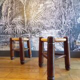 Pair of brutalist tripod stools