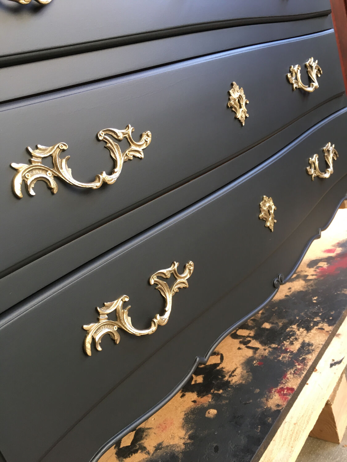 Black restyled vintage chest of drawers