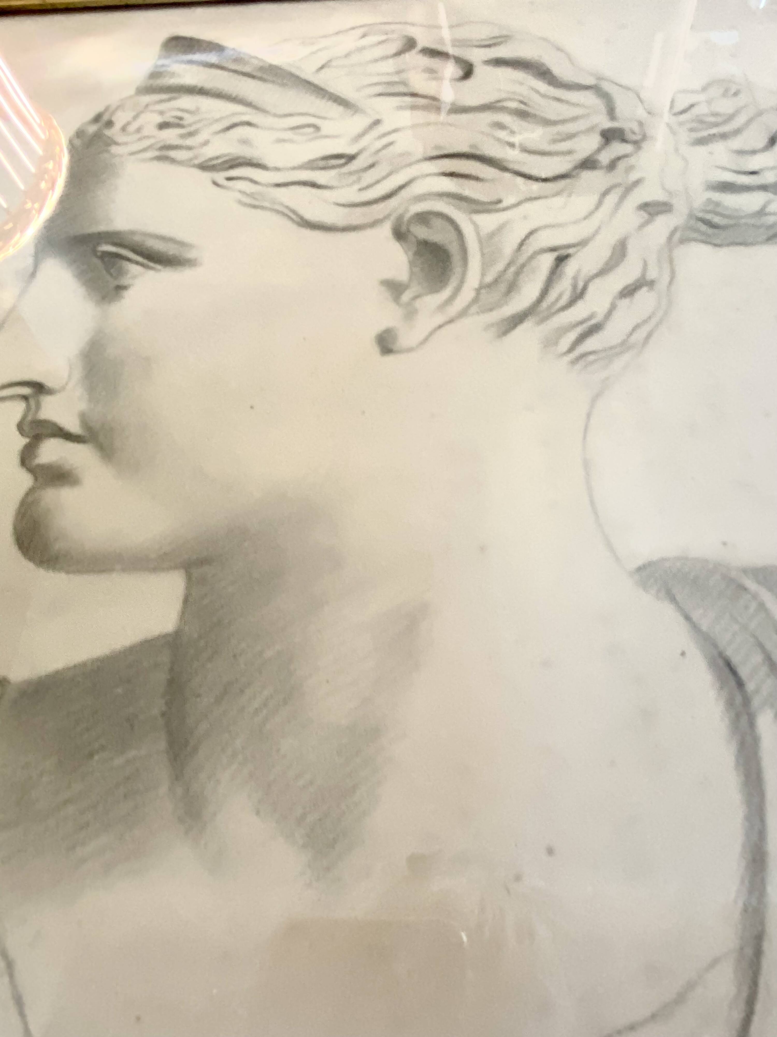 Dessin d’atelier, cadre bois vitré