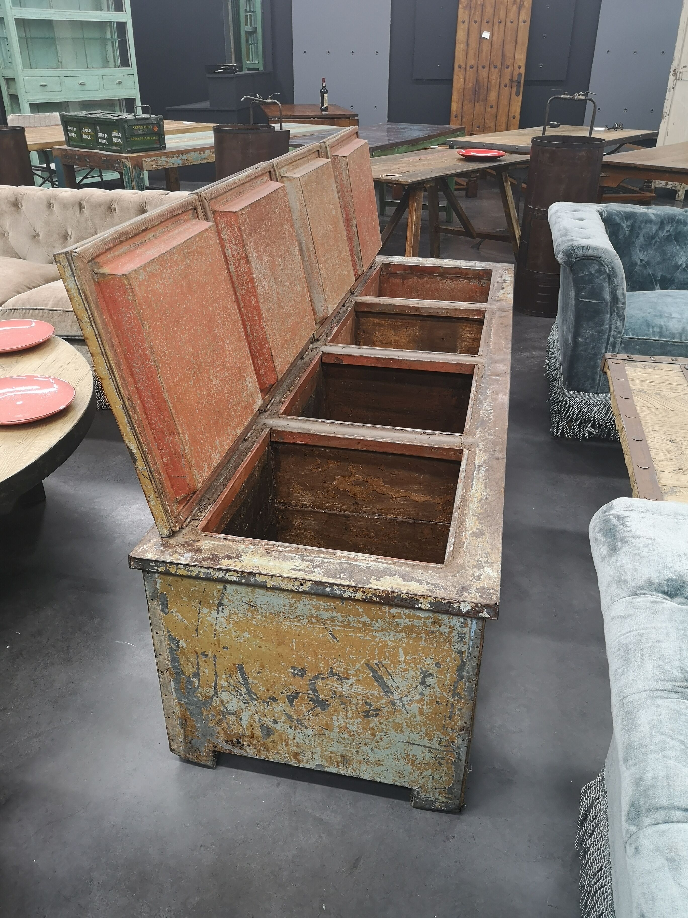 Former boat fridge turned decoration chest