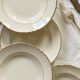 Set of 6 deep plates in old white and gold earthenware Moulin des loups Orchies ACC-6037
