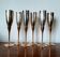 6 champagne flutes in brass and silver plated metal 1970