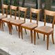 5 chaises Louis XVI bois massif et daim beige carrelé