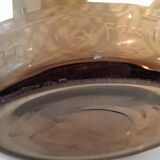 Art Deco vase in acid-etched smoked geometric glass by Daum Nancy France