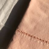 Old linen and cotton sheet tinted coral