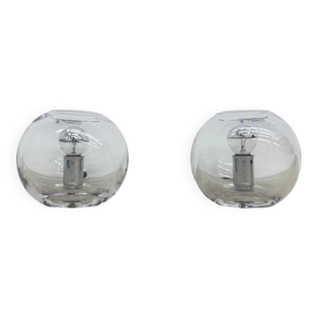 Pair of Nachtmann Leuchten design sphere crystal table lamps, 1970s