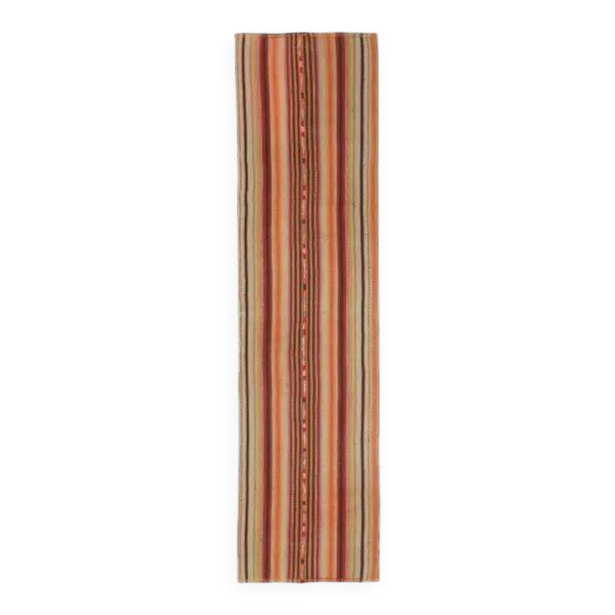 Vintage Turkish Hand-Knotted Wool Cotton Red Kilim Runner Rug 53x220