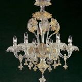 Signoretti Murano glass chandelier with 6 arms of light, Italy