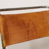 Set of 4 vintage leather and chrome metal chairs, 1970