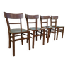 lot de 4 chaise de bistrot en bois - marron - Année 1950 - 60