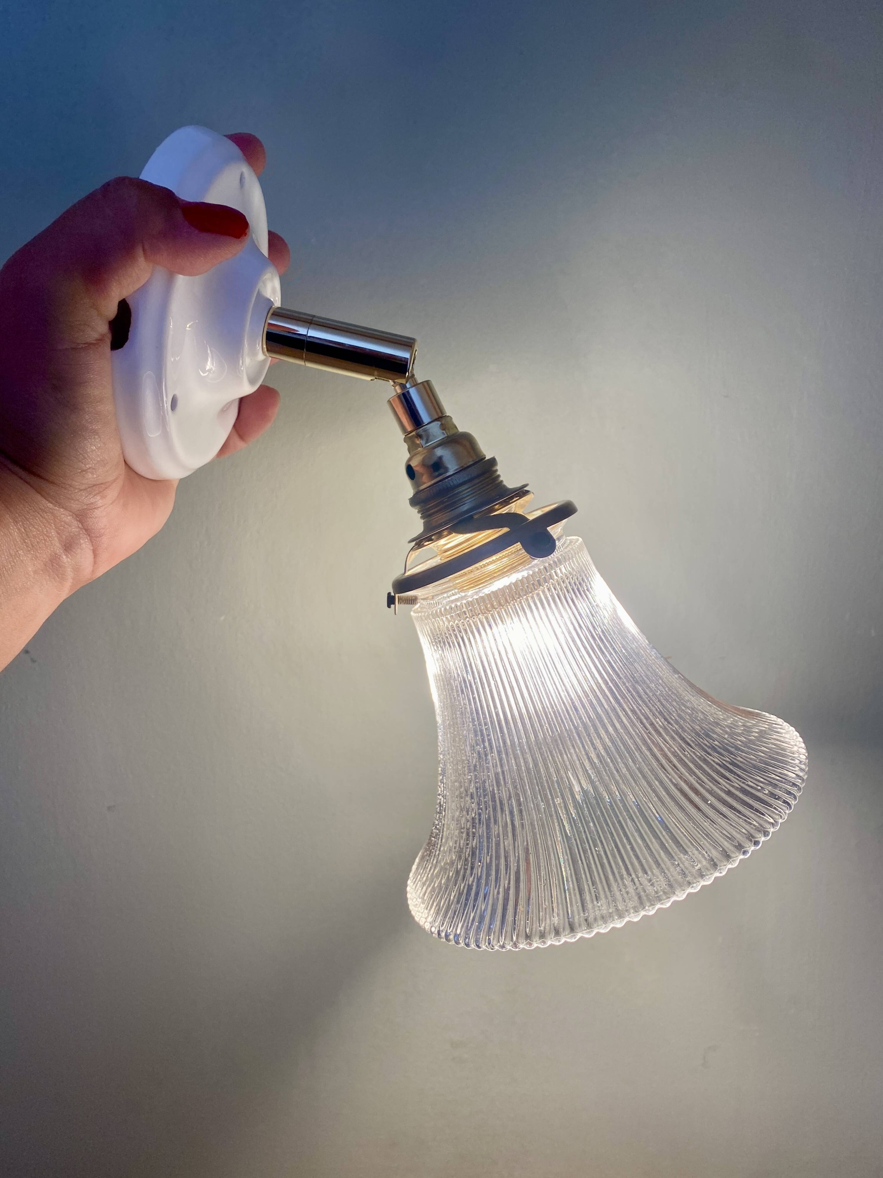Vintage tulip wall lamp in holophane glass