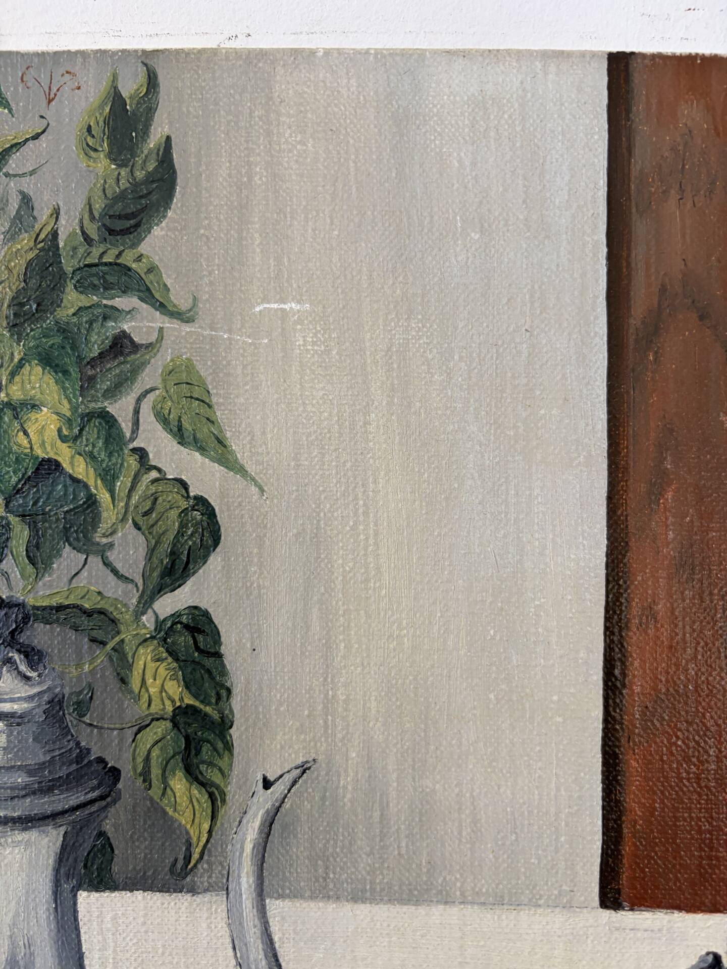 The silverware, still life, oil on canvas signed Burton 1983.