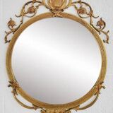 Miroir Médaillon Rond en Laiton, 1950s