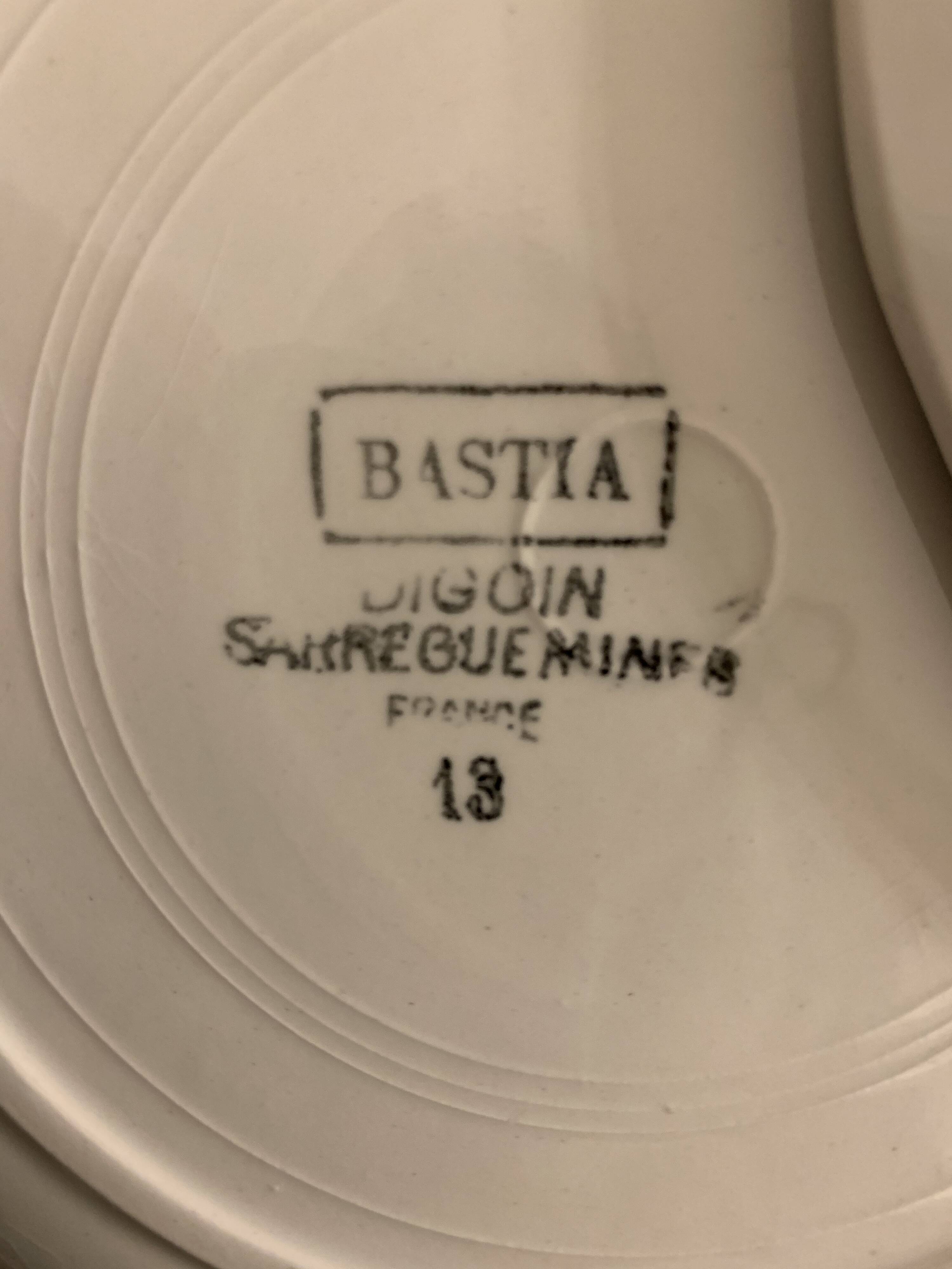 6 dessert plates made of old earthenware Digoin Sarreguemines model Bastia art deco